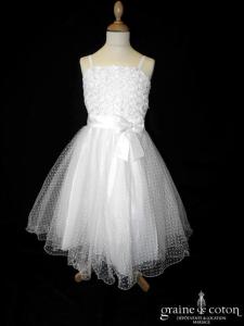 Robe demoiselle d'honneur blanche en tulle plumetis