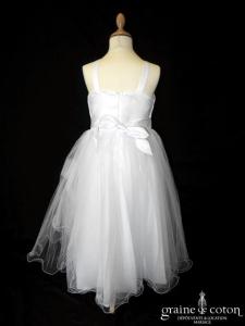 Robe demoiselle d'honneur en taffetas blanc avec noeud et gouttes strass