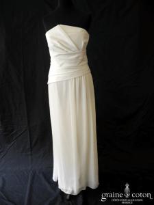 Alain Manoukian - Robe fluide en mousseline ivoire et satin