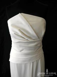Alain Manoukian - Robe fluide en mousseline ivoire et satin