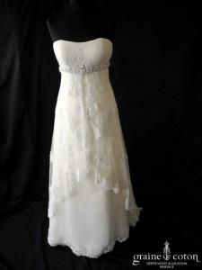 Fara Sposa - Robe empire en tulle et dentelle ivoire clair