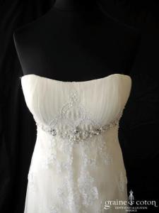 Fara Sposa - Robe empire en tulle et dentelle ivoire clair