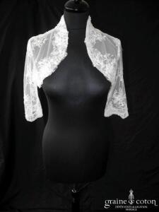 Fara Sposa - Boléro en dentelle ivoire clair manches 3/4