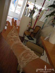 Fara Sposa - Mitaines mi longues en tulle ivoire clair