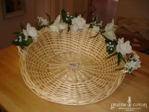 Panier en osier, décoré de fleurs artificielles amovibles