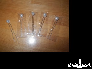 Pics à cheveux - Lot de 5 grosses perles blanches