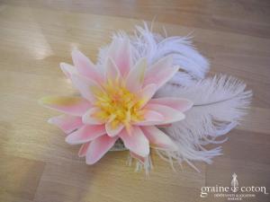 Alexia - Bibi en sisal, plumes d'autruche et nénuphar