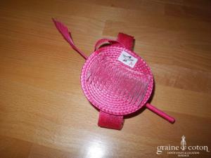 Alexia - Bibi en sisal fuchsia et grande plume
