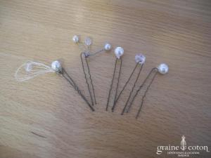 Lot de 4 pics perles ivoires