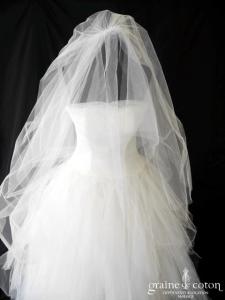 Voile en tulle ivoire et blanc mi long