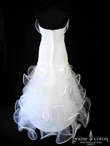 Suzanne Ermann - Robe taille basse à volutes de tulles blanche