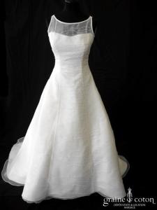 Les mariées d'Elodie - Robe en organza ivoire clair avec perles façon gouttes