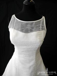 Les mariées d'Elodie - Robe en organza ivoire clair avec perles façon gouttes