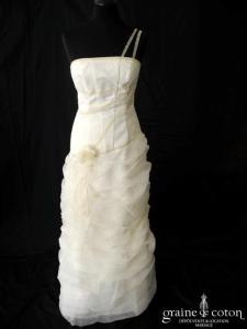 Aurye Mariage - Robe en organza ivoire et dentelle champagne