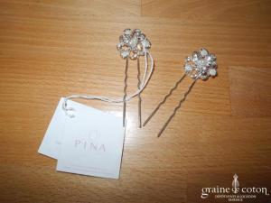 Pina - Lot de 2 pics fleurs argentés