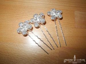La Sposa - Lot de 3 pics fleurs argentés