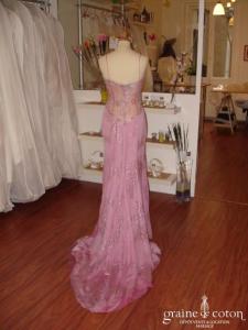 Max Chaoul - Robe de soirée en soie rose de la collection I Love You