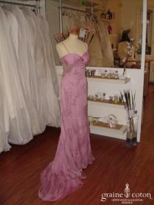 Max Chaoul - Robe de soirée en soie rose de la collection I Love You
