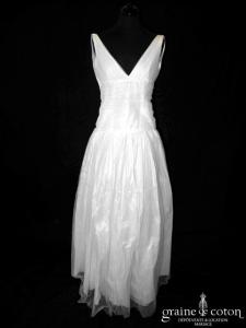 Création taille basse en soie sauvage et tulle de soie drapé