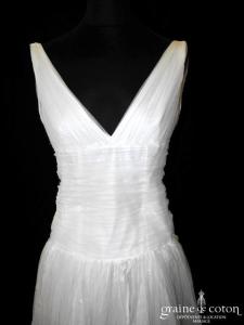 Création taille basse en soie sauvage et tulle de soie drapé