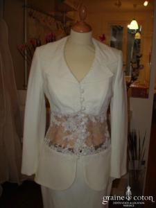 Max Chaoul - Tailleur ivoire en crêpe de soie