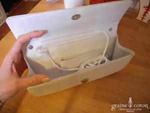 Pochette en satin et sisal ivoire