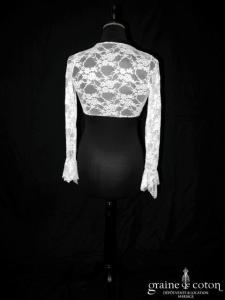 Créations Pia Benelli - Boléro manches longues en dentelle ivoire