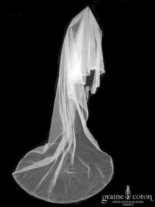 Pronuptia - Voile long de 2,50 mètres en tulle ivoire bordé de cristaux