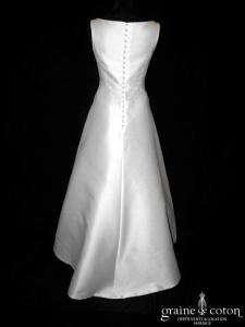 Cymbeline - Robe empire en mikado de satin blanche à encolure bateau