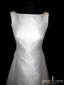 Cymbeline - Robe empire en mikado de satin blanche à encolure bateau