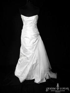 Aurèle Créations - Robe sirène en soie sauvage drapée ivoire