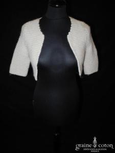 Boléro tricoté main en baby alpaga manches 3/4