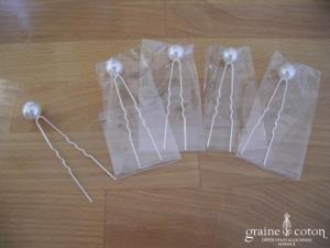 Lot de 5 pics grandes perles ivoire
