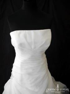 Marylise - Robe une pièce en organza drapé ivoire