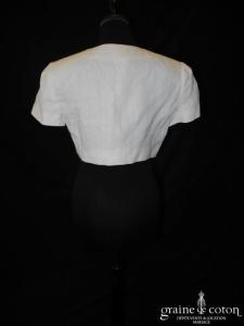 123 - Boléro à manches courtes en lin rose très pâle