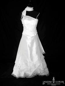 Linéa Raffaëlli - Robe deux pièces en taffetas de soie et mousseline plissée ivoire