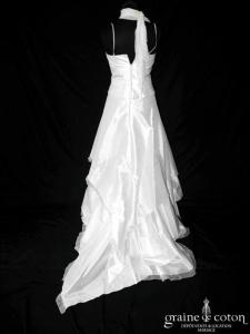 Linéa Raffaëlli - Robe deux pièces en taffetas de soie et mousseline plissée ivoire