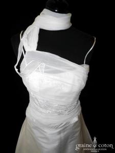 Linéa Raffaëlli - Robe deux pièces en taffetas de soie et mousseline plissée ivoire