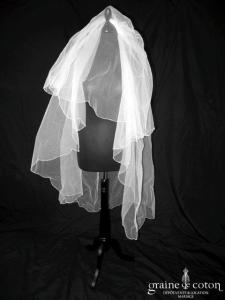 Pronovias - Voile mi long en tulle bordé de perles