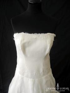 Constance Fourner - Création taille basse en satin et organza de soie ivoire