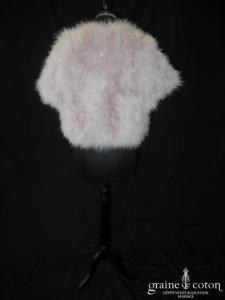 123 - Boléro / manteau en plumes vieux rose