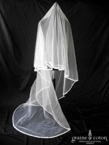 Cymbeline - Voile Graziela long de 2,50 mètres en tulle blanc bordé d'un biais d'organza