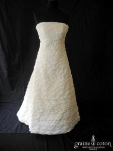 Tara Deva - Robe en organza plissé ivoire et guipure de dentelle