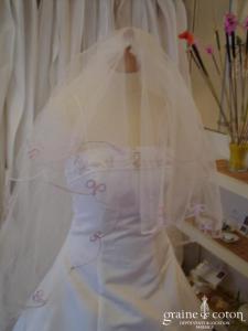 Voile double 1 mètre et 3 mètres brodé bordeaux