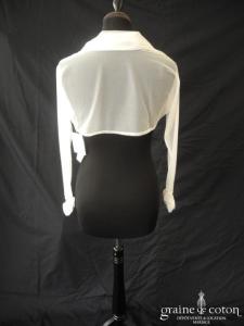 Bianco Evento - Boléro en tulle strech ivoire pailleté avec strass Swarovski