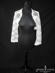 Bianco Evento - Boléro en dentelle ivoire, manches longues