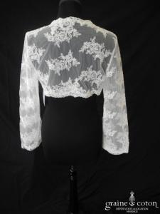 Bianco Evento - Boléro en dentelle ivoire, manches longues