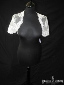 Bianco Evento - Boléro en dentelle ivoire, manches courtes