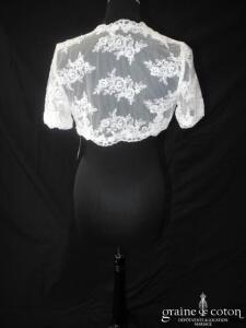 Bianco Evento - Boléro en dentelle ivoire, manches courtes