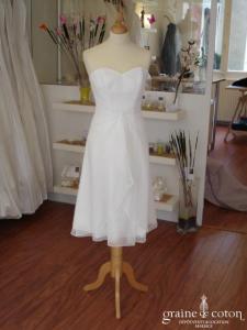 Pronuptia - Robe courte en mousseline ivoire clair